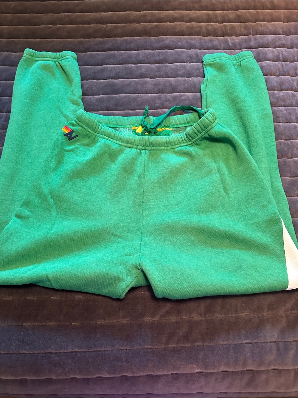 Aviator Nation Bolt Stitch Sweatpants, Kelly green, size medium